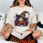 Colorful Witch with Bats DTF Transfer DTF Heat Press Transfer from Sweet Tee Transfers