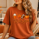 Tis the Season Football Pumpkin Leaf Drink DTF Transfer DTF Heat Press Transfer from Sweet Tee Transfers