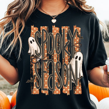 Spooky Season Striped Dark DTF Transfer DTF Heat Press Transfer from Sweet Tee Transfers