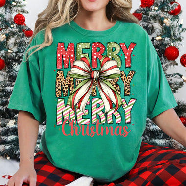 Merry Christmas Stacked Polka Dot DTF Transfer DTF Heat Press Transfer from Sweet Tee Transfers