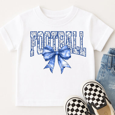 Football Blue Bow DTF Transfer DTF Heat Press Transfer from Sweet Tee Transfers