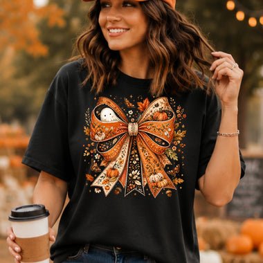 Floral Fall Ghost Coquette Bow DTF Transfer DTF Heat Press Transfer from Sweet Tee Transfers