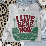 I Live Here Now Football Maroon DTF Transfer DTF Heat Press Transfer from Sweet Tee Transfers