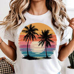 Retro Beach Palm Tree Sunset DTF Transfer DTF Heat Press Transfer from Sweet Tee Transfers