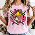 Softball Mom Pink Cheetah Bow DTF Transfer DTF Heat Press Transfer from Sweet Tee Transfers