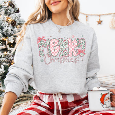 Merry Christmas Pink DTF Transfer DTF Heat Press Transfer from Sweet Tee Transfers