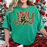 JOY Leopard Bow Christmas Tree DTF Transfer DTF Heat Press Transfer from Sweet Tee Transfers