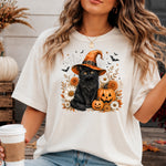 Halloween Black Cat Witch Hat Floral Pumpkin DTF Transfer DTF Heat Press Transfer from Sweet Tee Transfers