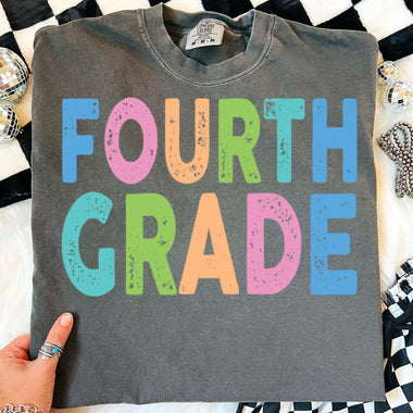 Back to School Pastel Bold Letters Fourth Grade DTF Transfer DTF Heat Press Transfer from Sweet Tee Transfers