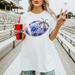 Royal Blue Floral Football DTF Transfer – Coquette DTF Heat Press Transfer from Sweet Tee Transfers