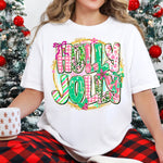 Holly Jolly Bright Circle DTF Transfer DTF Heat Press Transfer from Sweet Tee Transfers