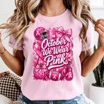 In October We Wear Pink Football DTF Transfer DTF Heat Press Transfer from Sweet Tee Transfers