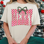 Checkered Merry Bow DTF Transfer DTF Heat Press Transfer from Sweet Tee Transfers