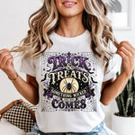 Trick and Treats Something Wicked This Way Comes DTF Transfer DTF Heat Press Transfer from Sweet Tee Transfers