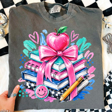Preppy Stack of Books DTF Transfer DTF Heat Press Transfer from Sweet Tee Transfers