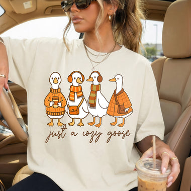 Just a Cozy Goose DTF Transfer DTF Heat Press Transfer from Sweet Tee Transfers