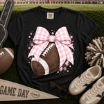 Light Pink Gingham Bow Football DTF Transfer DTF Heat Press Transfer from Sweet Tee Transfers