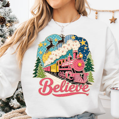 Believe Pink Train DTF Transfer DTF Heat Press Transfer from Sweet Tee Transfers