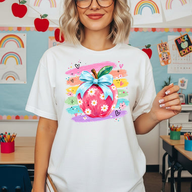 Back to School Brushstroke Apple DTF Transfer DTF Heat Press Transfer from Sweet Tee Transfers