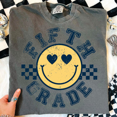 Checkered Smiley Fifth Grade DTF Transfer DTF Heat Press Transfer from Sweet Tee Transfers