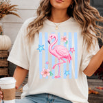 Flamingo Striped DTF Transfer DTF Heat Press Transfer from Sweet Tee Transfers