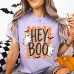 Hey Boo Striped with Ghosts and Bats DTF Transfer DTF Heat Press Transfer from Sweet Tee Transfers