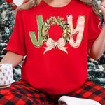 Joy Wreath with Pink Bow DTF Transfer DTF Heat Press Transfer from Sweet Tee Transfers