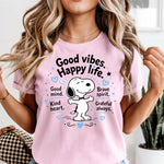 Good Vibes Happy Life Snoopy DTF Transfer DTF Heat Press Transfer from Sweet Tee Transfers