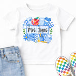 Custom Blue Checkered Teacher DTF Transfer DTF Heat Press Transfer from Sweet Tee Transfers
