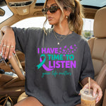 I Have Time to Listen Teal Purple Ribbon DTF Transfer DTF Heat Press Transfer from Sweet Tee Transfers