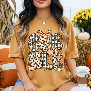 Gobble Checkered Polkadot Fall DTF Transfer DTF Heat Press Transfer from Sweet Tee Transfers
