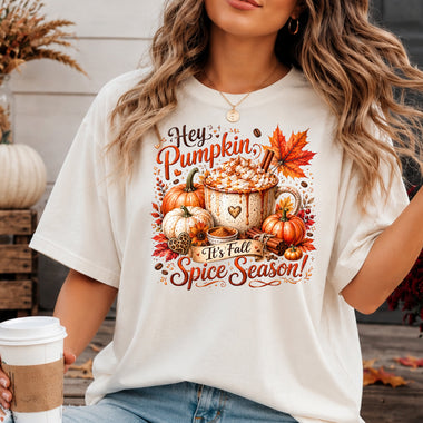 Hey Pumpkin It's Fall Spice Season DTF Transfer DTF Heat Press Transfer from Sweet Tee Transfers