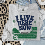 I Live Here Now Soccer Blue DTF Transfer DTF Heat Press Transfer from Sweet Tee Transfers