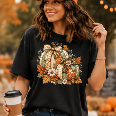 Fall Faux Embroidered Pumpkins DTF Transfer DTF Heat Press Transfer from Sweet Tee Transfers