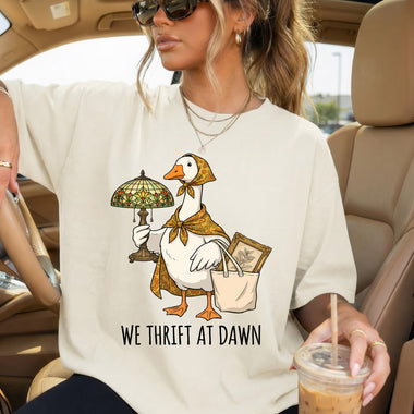 We Thrift at Dawn DTF Transfer DTF Heat Press Transfer from Sweet Tee Transfers