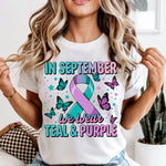 In September We Wear Teal and Purple DTF Transfer DTF Heat Press Transfer from Sweet Tee Transfers
