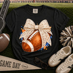 Orange and Blue Lace Bow Football DTF Transfer – Coquette DTF Heat Press Transfer from Sweet Tee Transfers