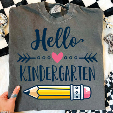 Hello Kindergarten Pencil DTF Transfer DTF Heat Press Transfer from Sweet Tee Transfers