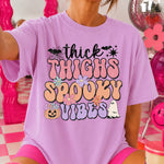 Thick Thighs Spooky Vibes Distressed Flowers DTF Transfer DTF Heat Press Transfer from Sweet Tee Transfers