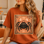 Retro Halloween Stamp Spider with Orange Bow DTF Transfer DTF Heat Press Transfer from Sweet Tee Transfers