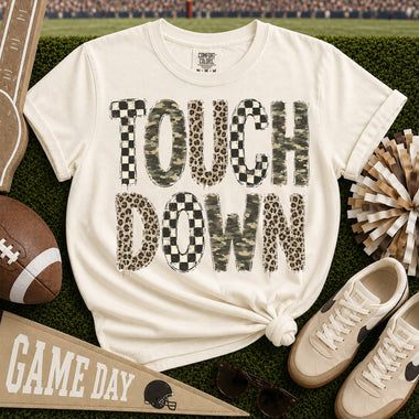 Touchdown Camo Checkered Leopard DTF Transfer DTF Heat Press Transfer from Sweet Tee Transfers