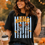 Stay Weird Skelly Pumpkin Head Striped DTF Transfer DTF Heat Press Transfer from Sweet Tee Transfers