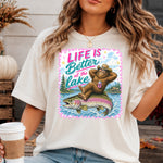 Life Is Better at the Lake Bigfoot Fishing DTF Transfer DTF Heat Press Transfer from Sweet Tee Transfers