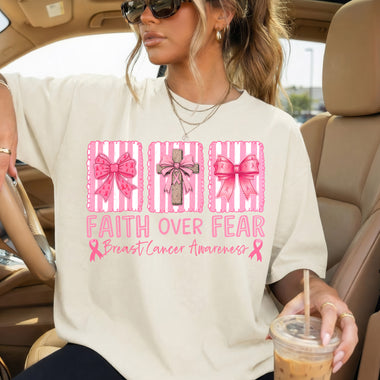 Faith Over Fear Breast Cancer Awareness DTF Transfer DTF Heat Press Transfer from Sweet Tee Transfers