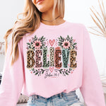 Believe John 14:1 Floral Leopard DTF Transfer DTF Heat Press Transfer from Sweet Tee Transfers