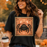 Retro Halloween Stamp Spider with Orange Bow DTF Transfer DTF Heat Press Transfer from Sweet Tee Transfers