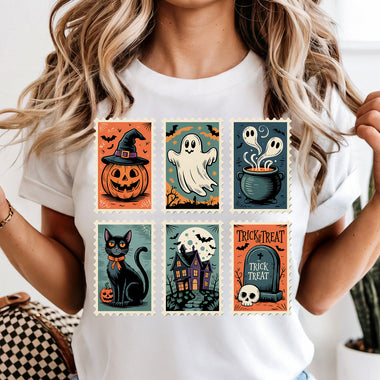 Halloween Stamp Collage DTF Transfer DTF Heat Press Transfer from Sweet Tee Transfers