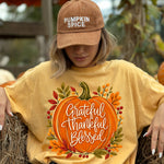 Grateful Thankful Blessed Pumpkin DTF Transfer DTF Heat Press Transfer from Sweet Tee Transfers