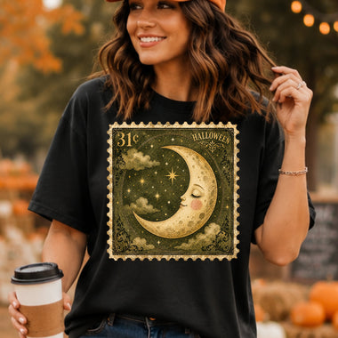 Retro Halloween Stamp Moon DTF Transfer DTF Heat Press Transfer from Sweet Tee Transfers