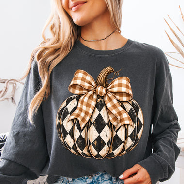 Pumpkin Season Checkered Fall DTF Transfer DTF Heat Press Transfer from Sweet Tee Transfers